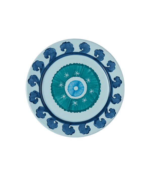 Circle Serving Plate in Blue & Teal