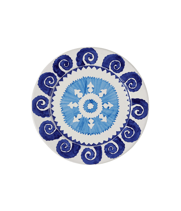 Sun Serving Plate in White & Blue