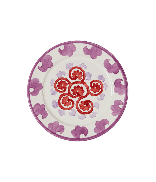 Flower Serving Plate in White & Purple