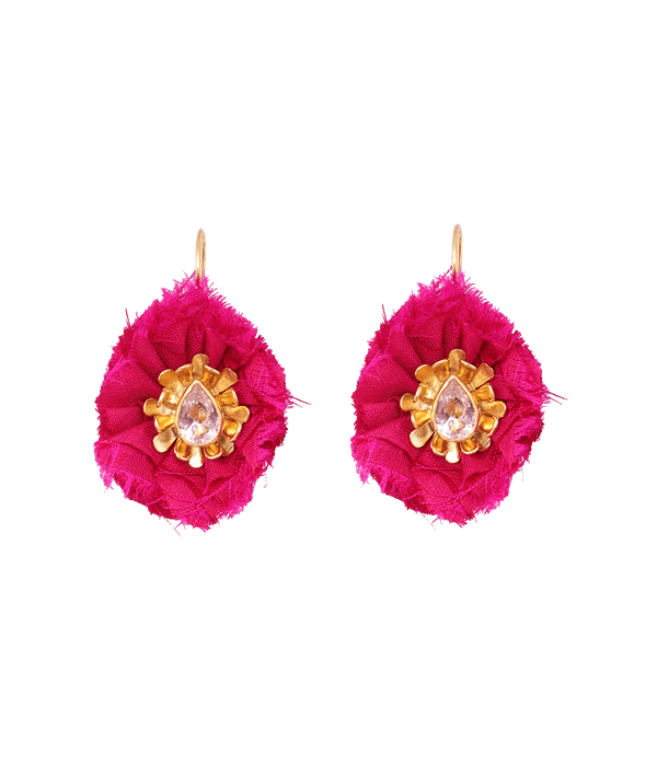 Peony Drop Earrings in Fuchsia