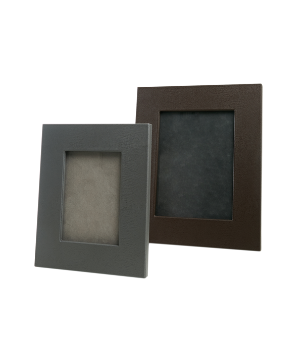 Grey leather photo frame - Medium