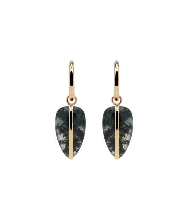 Pebble 14k Earrings in Moss Agate
