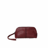 Textured-leather vanity case in wine red