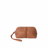 Textured-leather vanity case in peach