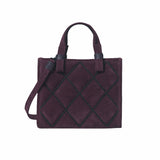 Mini Cross Tote in Berry Quilted Leather