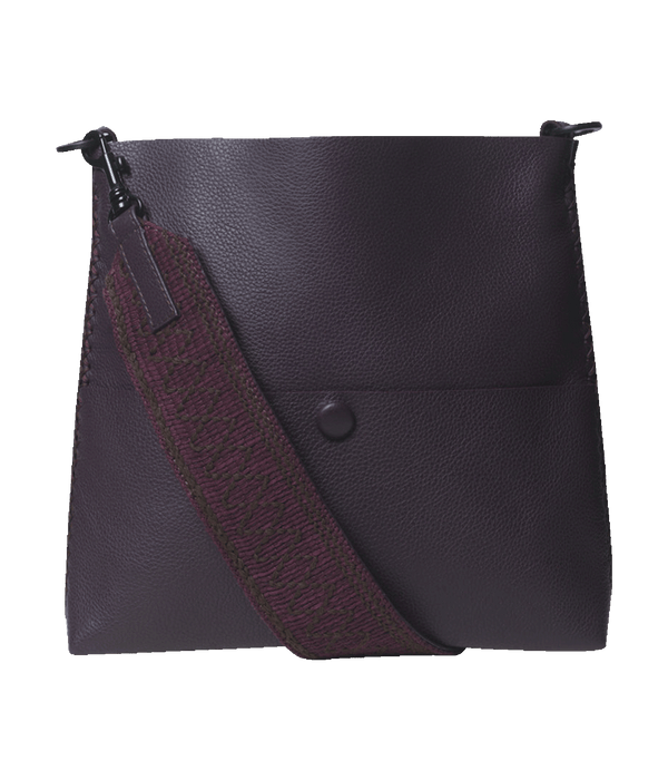 Slim Lima Messenger in Plum Grained Leather