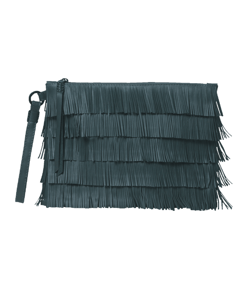 Fringe Pochette in Pine Smooth Leather