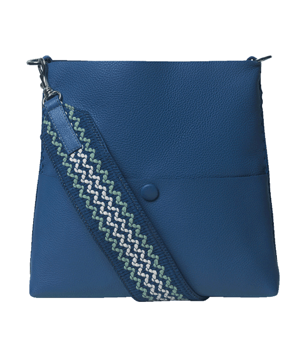 Slim Messenger in Azure Grained Leather