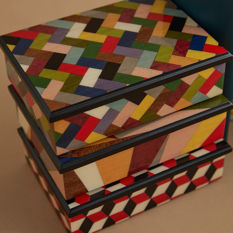 Opus multicolour wooden decorative box - Medium