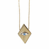 Large diamond shaped "Evil Eye" necklace in 9k yellow gold