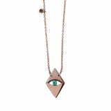 Small diamond shaped "Evil Eye" necklace in 9k rose gold