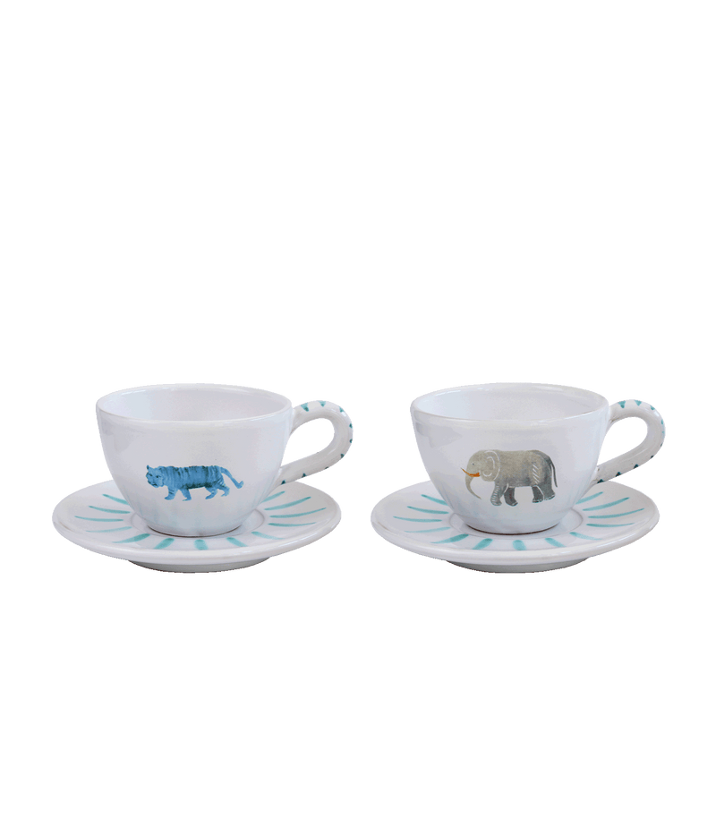 Elephant Family Set of 2 Tea Cups & Saucers