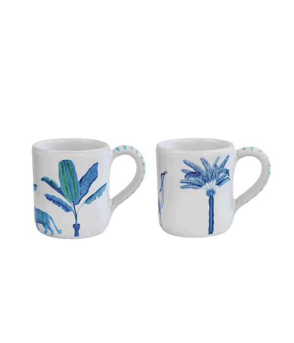 Elephant Family Set of 2 Green Ceramic Mugs