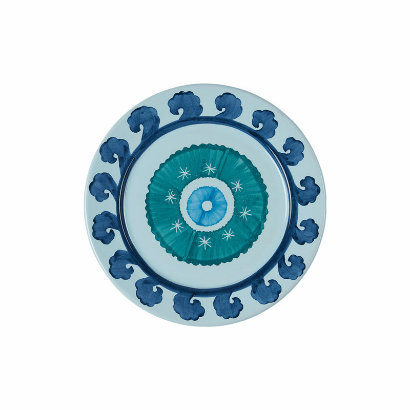 Circle Serving Plate in Blue & Teal