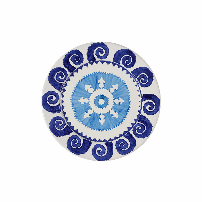 Sun Serving Plate in White & Blue