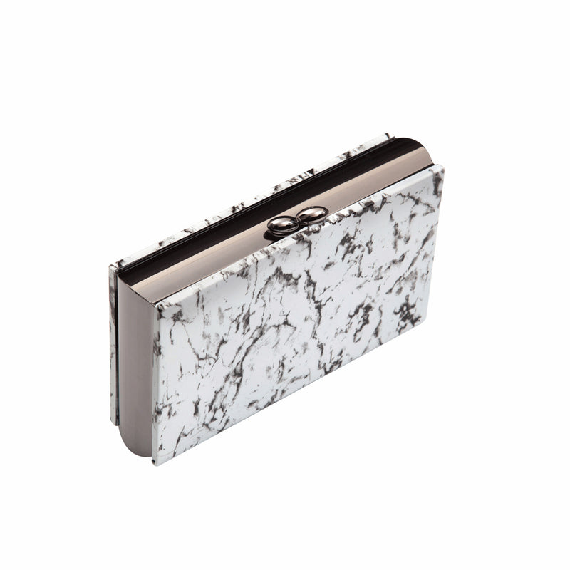 Malibu rhodium-plated marble-effect clutch