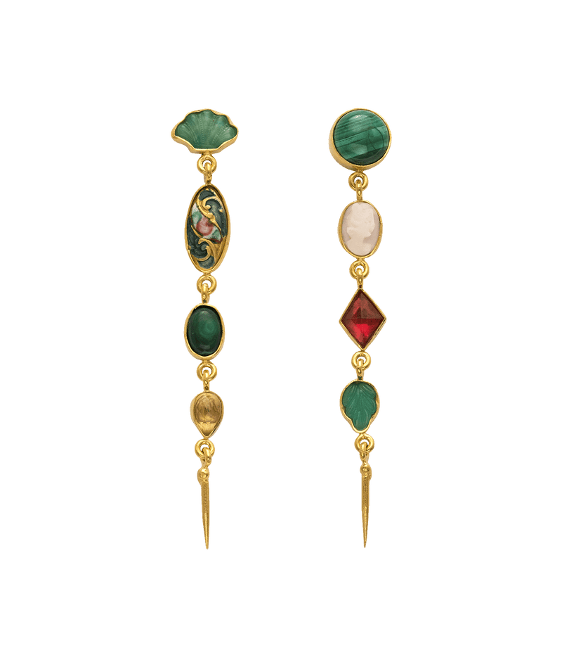 Four Charm Victorian Drop Earrings