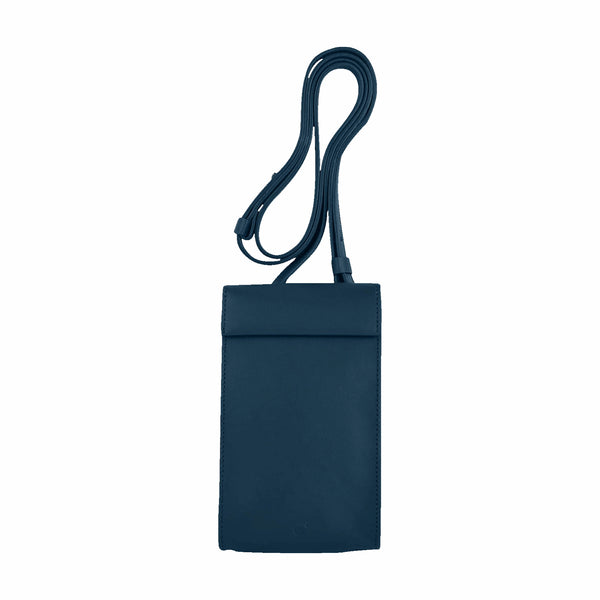 Leather Phone Bag in Navy Blue