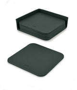 Large Leather Coasters Set in Dark Green