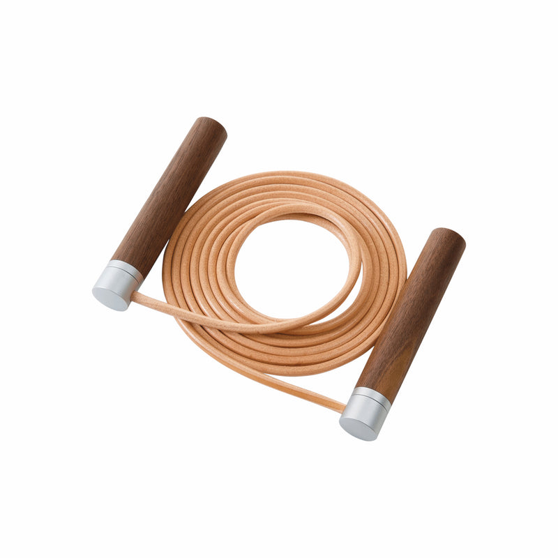 Rotator aluminium, walnut and leather skipping rope