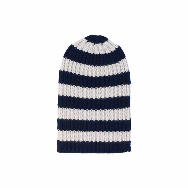 Sailor Bold Striped Cashmere Beanie in Navy & Jute