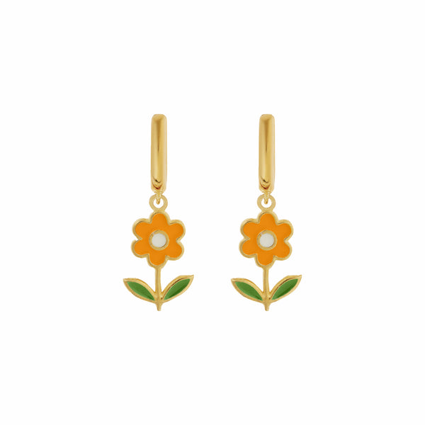 Orange Daisy Midi Hoop Earrings