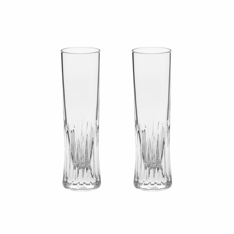 Furrow Set of 2 Crystal Glass Champagne Flutes (polished)