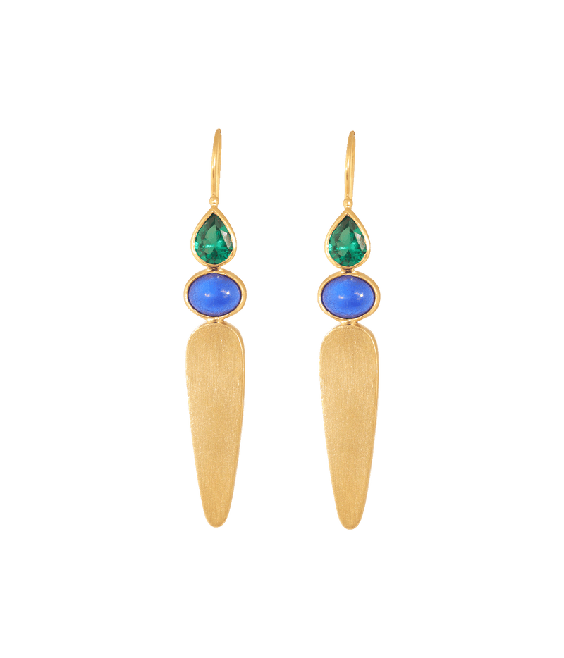 Crystal Sense Big Earrings in Green & Blue