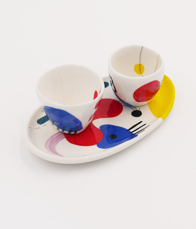 Ceramic Espresso Cups & Mini Tray