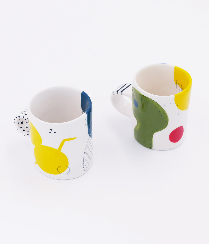 Hand Painted Ceramic Mugs Set of 2