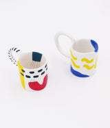 Hand Painted Ceramic Loop Mugs Set of 2