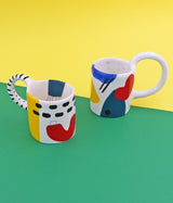 Hand Painted Ceramic Loop Mugs Set of 2