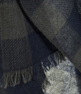 Mirror Check Cashmere Shawl in Blue & Grey