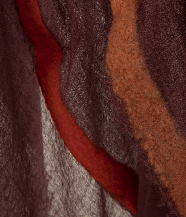 Souffle Cashmere Shawl in Maroon, Scarlet & Coral