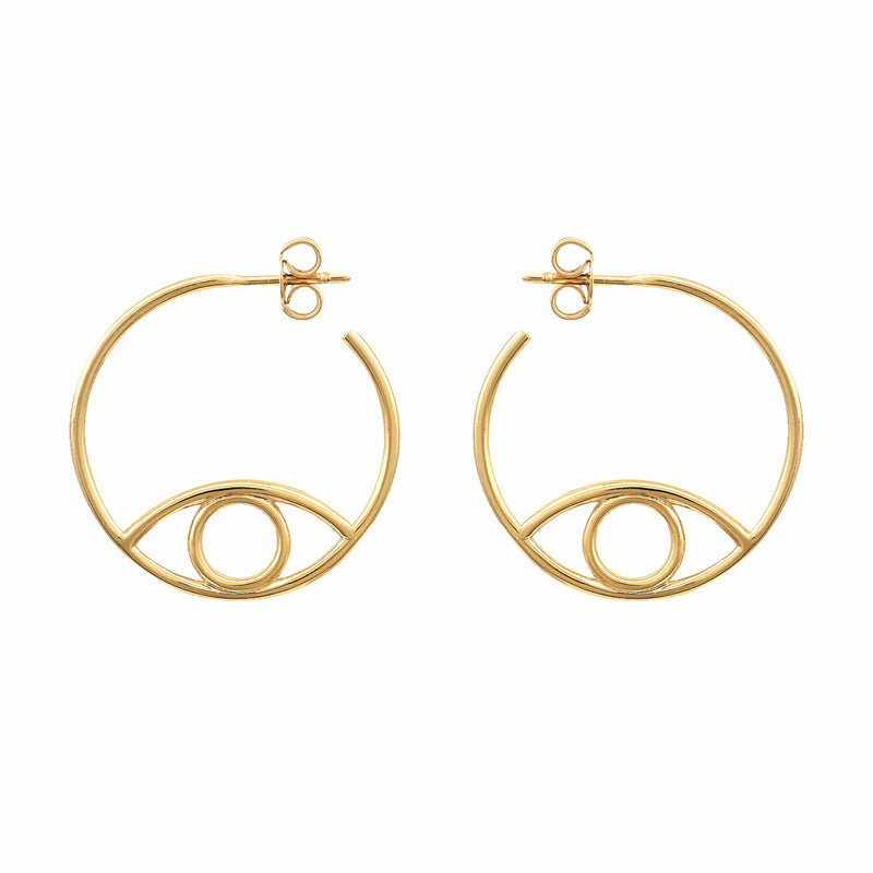 Gold Eye Hoop Earrings