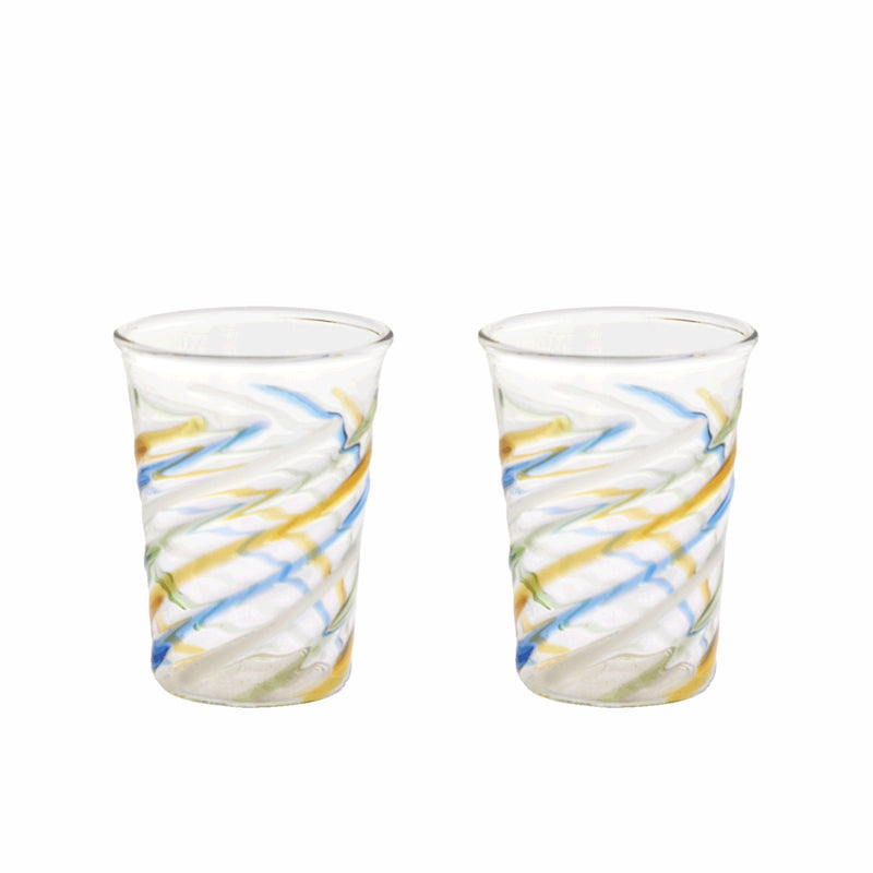 Swirl Set of 2 Multicolour Glass Cups