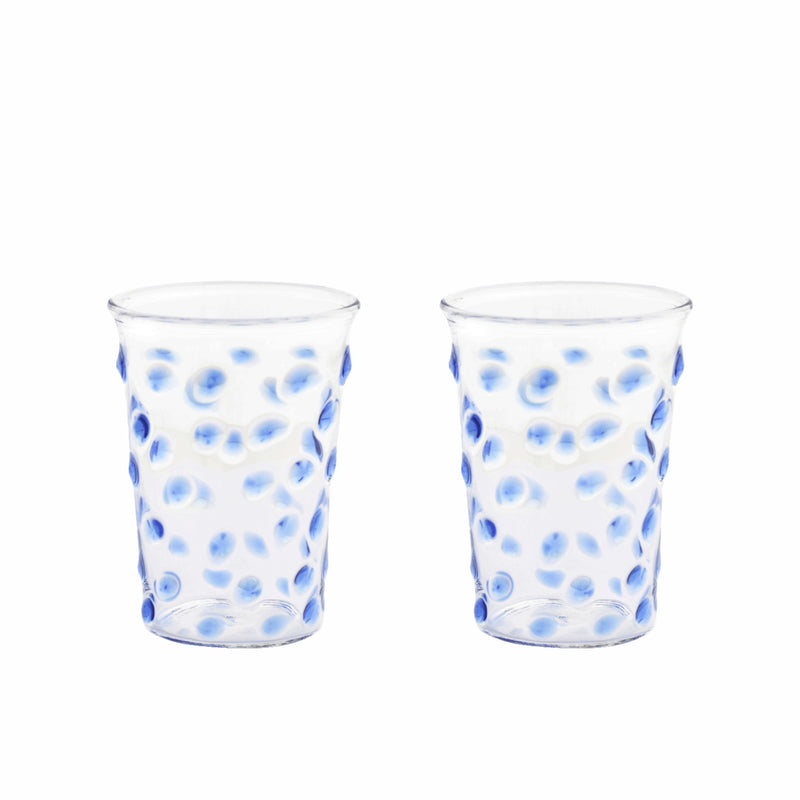 Dotty Set of 2 Blue Glass Cups