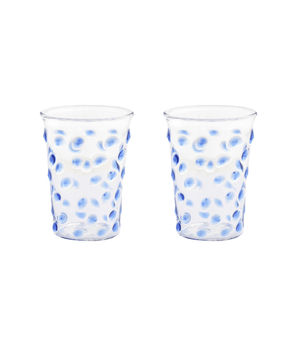 Dotty Set of 2 Blue Glass Cups