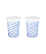 Swirl Set of 2 Blue Glass Cups