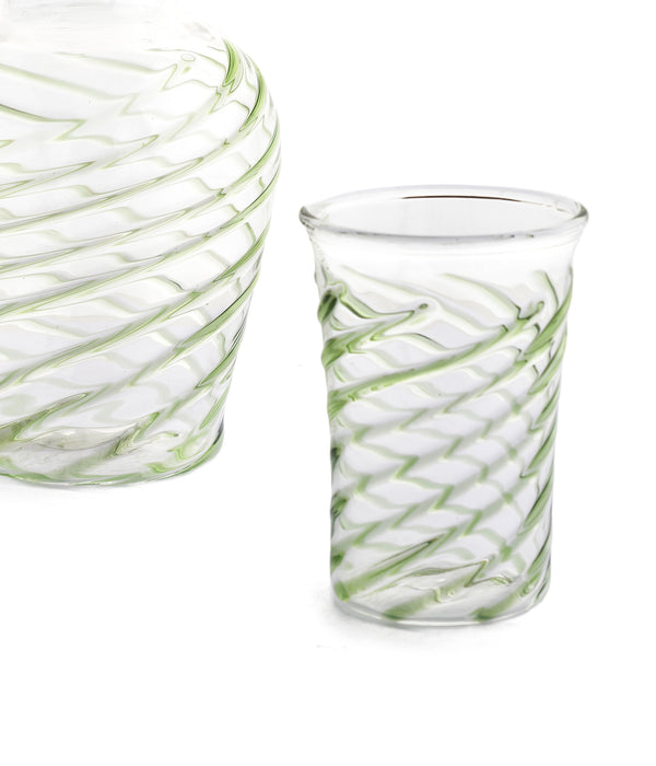 Swirl Green Glass Carafe Set