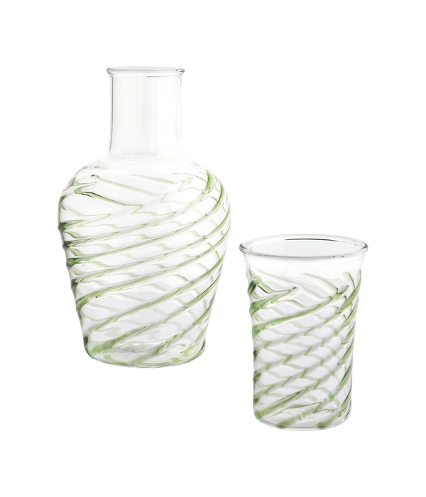 Swirl Green Glass Carafe Set