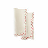 ZigZag Hand-embroidered Set Of 2 Linen Napkins