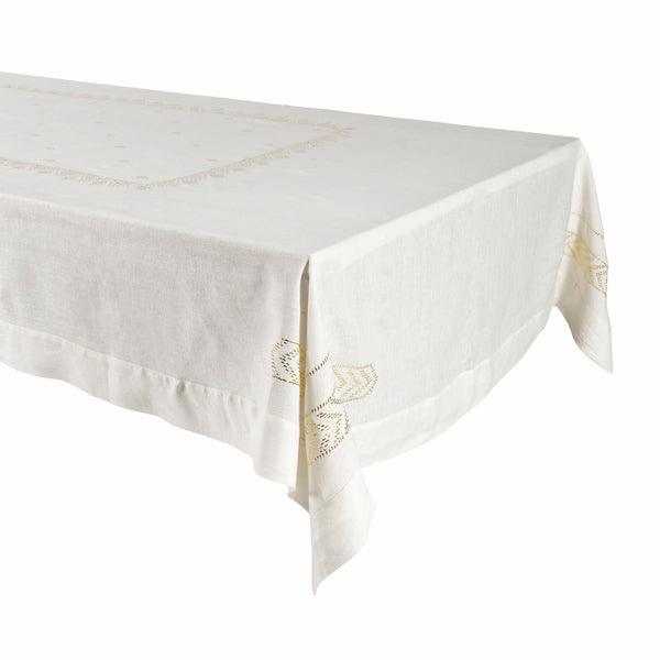 Stardust hand-embroidered linen table cloth