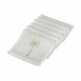 Palm Tree Teal Set Of 6 Linen Cocktail Napkins