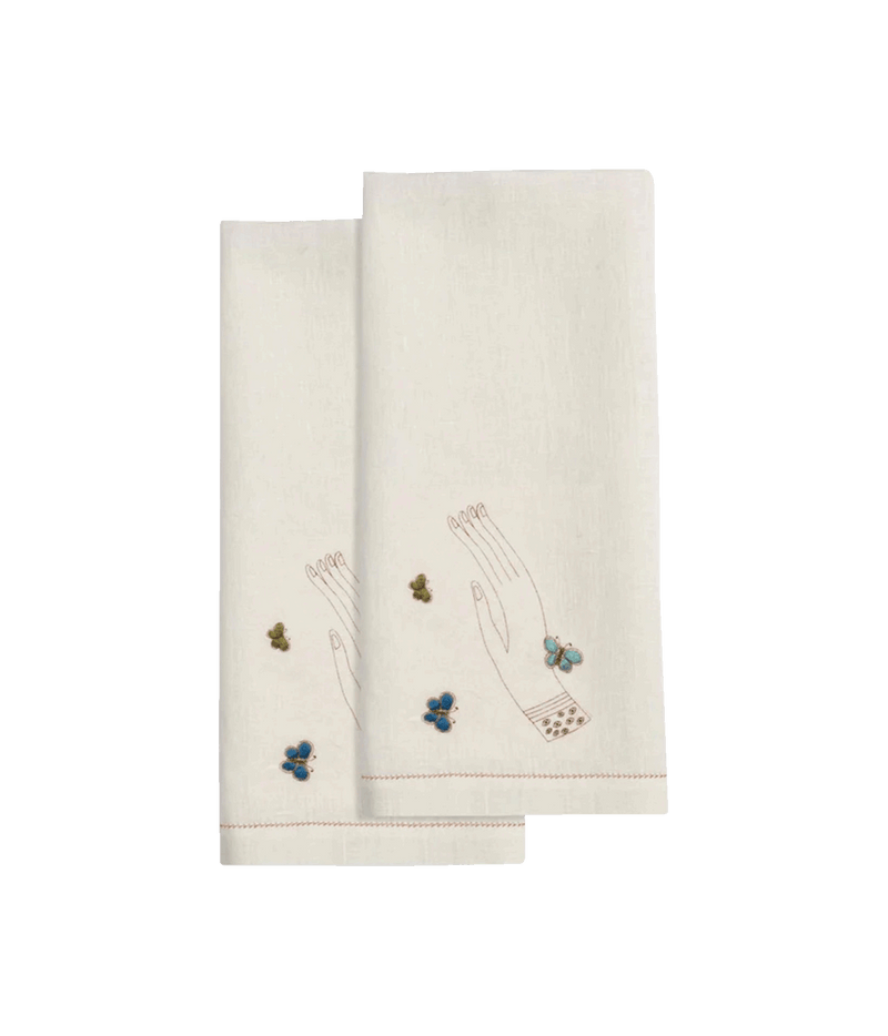 Dally Blue Set of 2 Linen Guest Towels