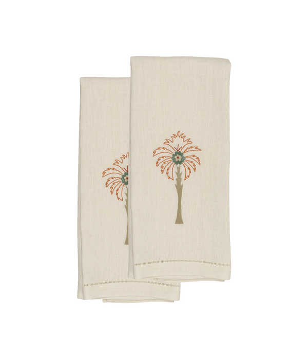 Cairo Palm Set of 2 Linen Guest Towels
