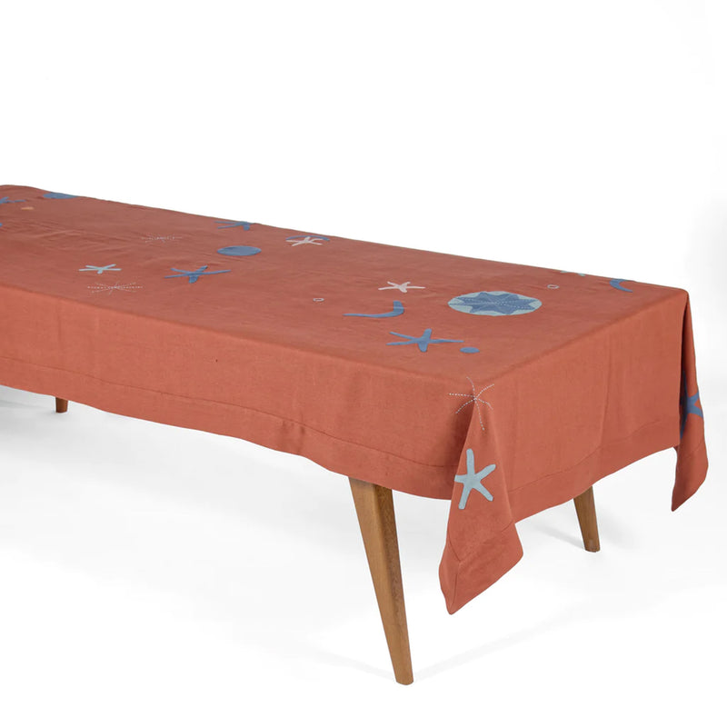 Cosmic Terracotta Linen Tablecloth