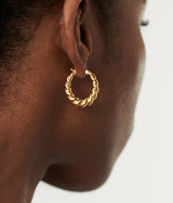 Twisted Tidal Medium Gold Hoop Earrings