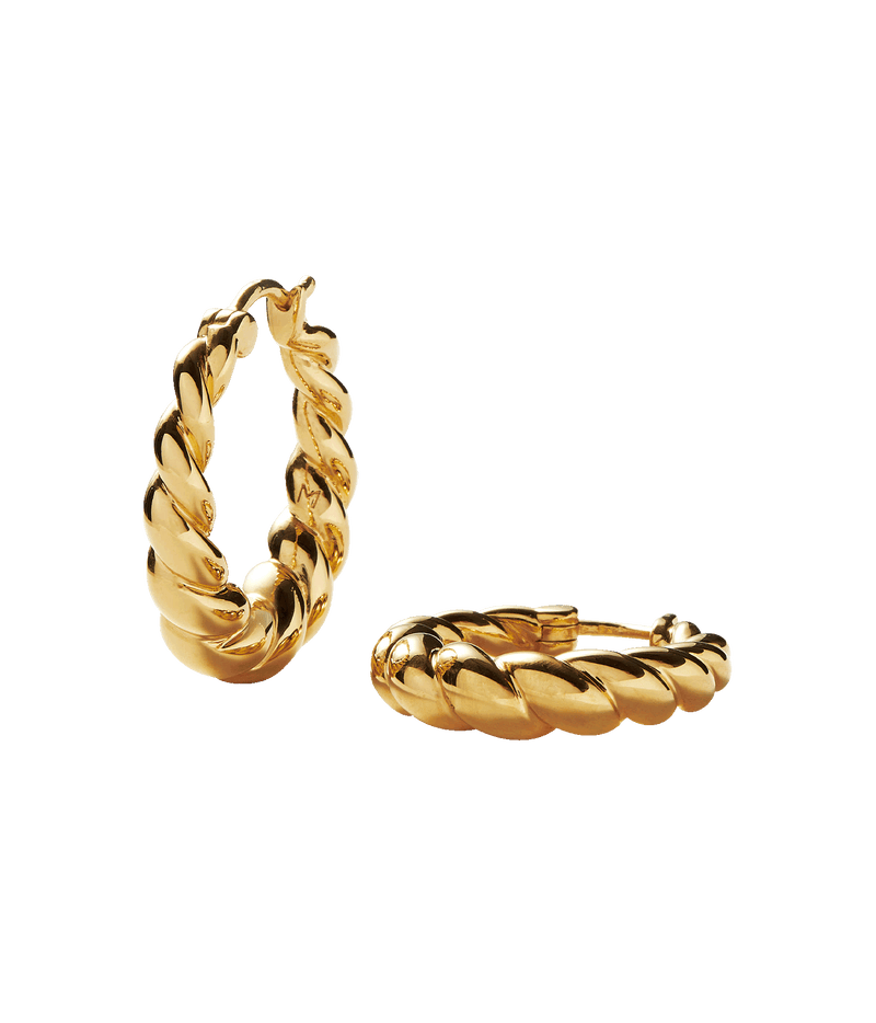Twisted Tidal Medium Gold Hoop Earrings