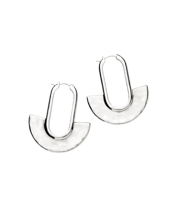 Zenyu Fan Medium Silver Hoop Earrings